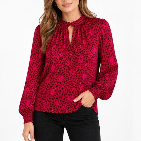 Nine West Tops - Nine West Red Leopard Print Georgette Blouse